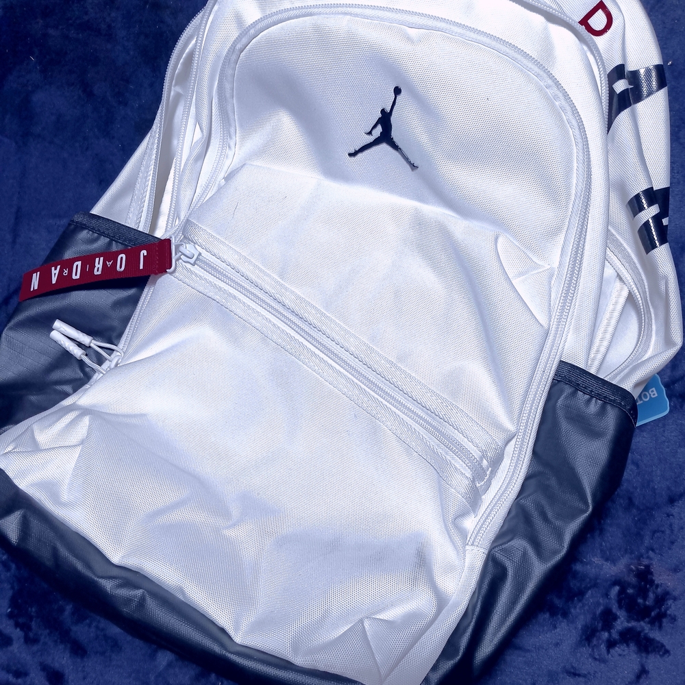 Jordan Men's Backpack in White and Black with Red Accents - Picture 3 of 5